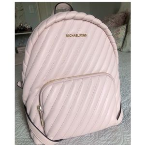 New Michael Kors Pink Quilted Backpack